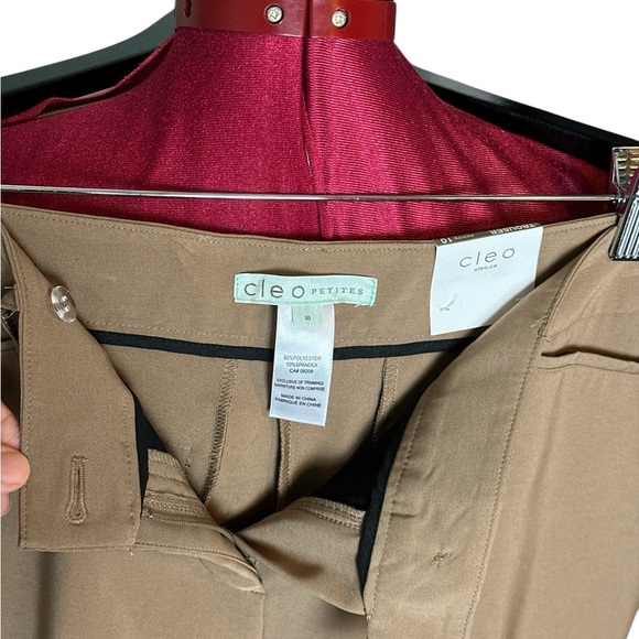 NWT Cleo petites stretch trouser two front pockets front slimming panel camel - Picture 5 of 10